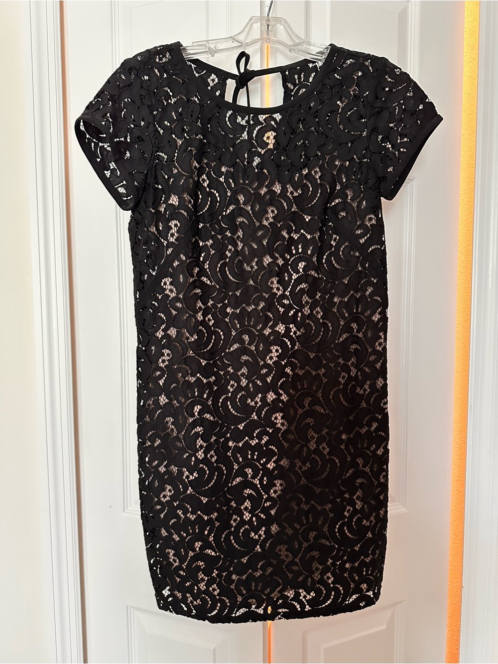 LOFT Black Lace Tie-Back Mini Dress